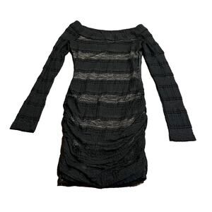 BCBGMAXAZRIA Women’s Black Lace Body Con Long Sleeve Dress Size Medium